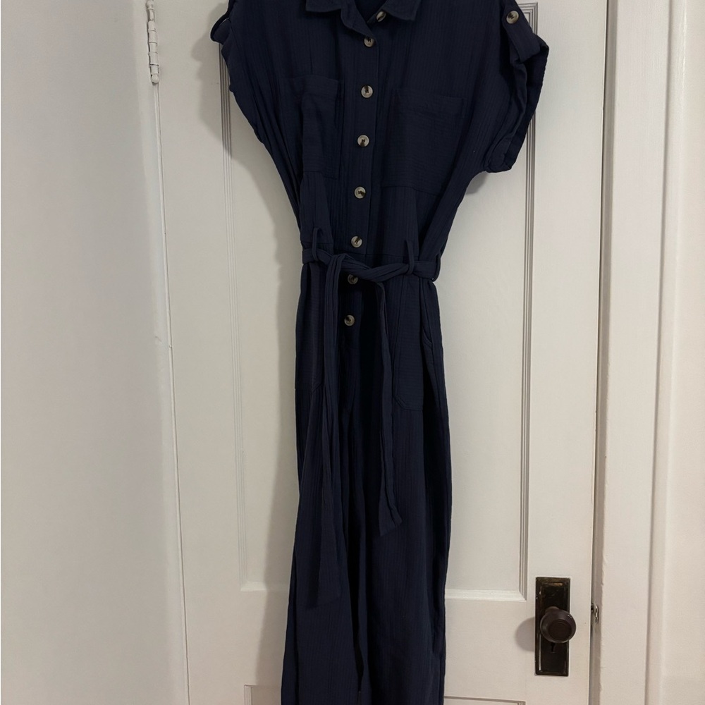 FRNCH Dark Blue Jumpsuit with Buttons